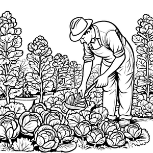 Fleißiger Gärtner mit frischem Rosenkohl Bastelmotiv für kleine Naturburschen
