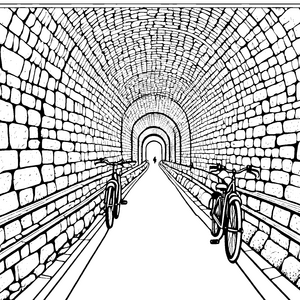 Beindruckender Tunnel mit Radfahrer im Abenteuer Malmotiv für mutige Entdecker von morgen