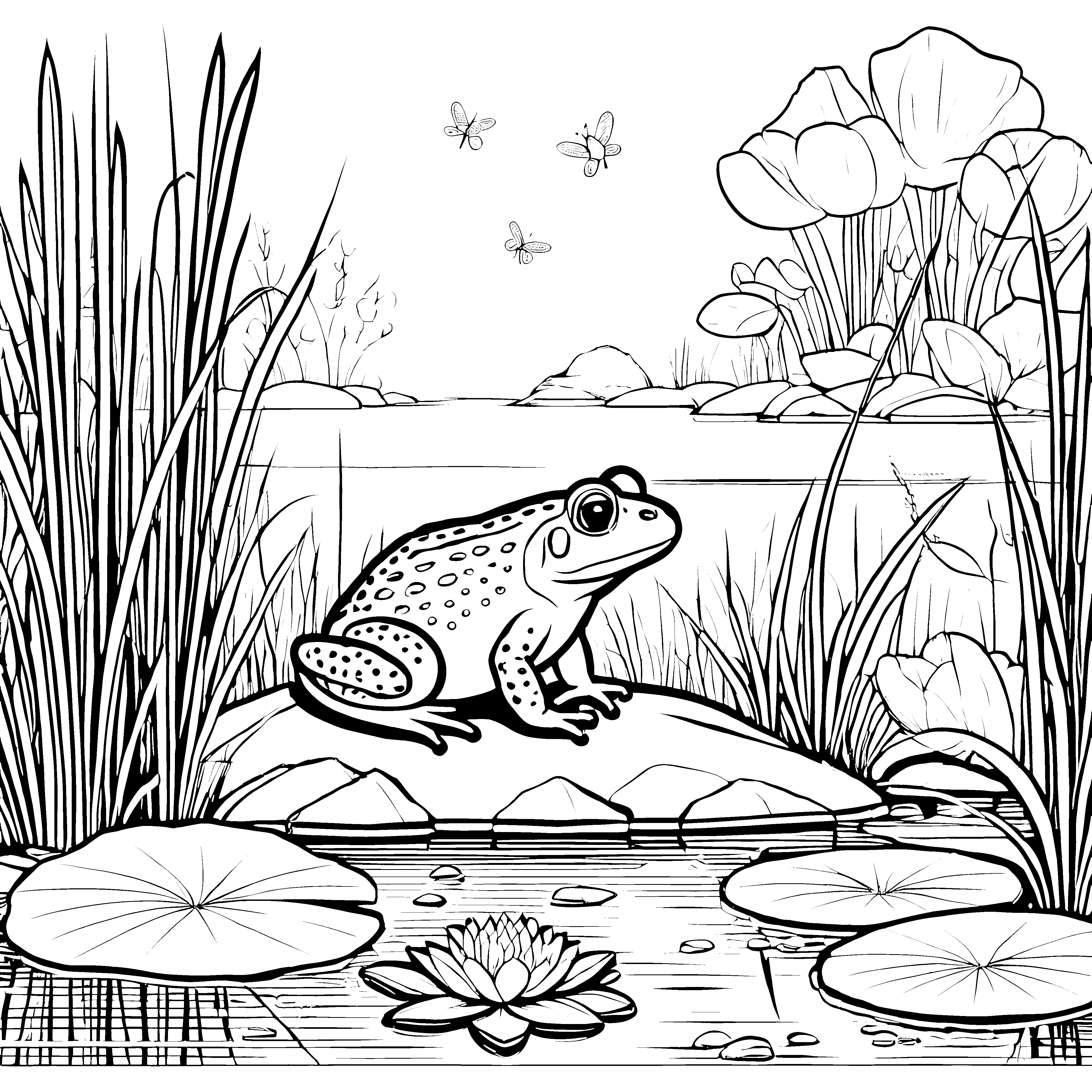 Kleiner Frosch auf dem ruhigen Stein Bastelmotiv für mutige Naturforscher