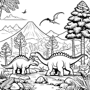 Pachycephalosaurus erkundet die prähistorische Landschaft Ausmalvorlage für abenteuerlustige Dino-Fans
