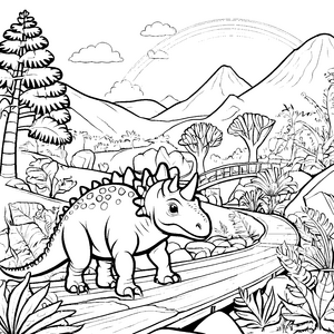 Waghalsiger Pachycephalosaurus auf abenteuerlichem Pfad Ausmalbild für mutige Dino-Entdecker