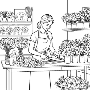 Blumenzauber mit frischen Schnittblumen Ausmalbild für fantasievolle Künstler