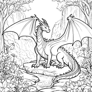Faszinierender Drache auf schroffen Felsen Ausmalvorlage für kühne Entdecker