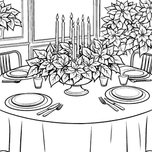 Festliche Weihnachtssterne in eleganter Tischdekoration Ausmalmotiv für fröhliche Künstler