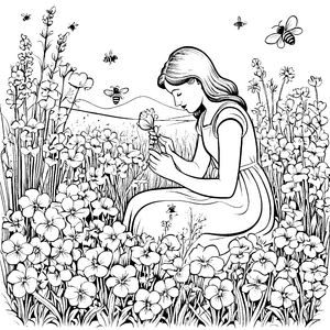Bezauberndes Veilchen im blühenden Gartenzauber Ausmalvorlage für kleine Blumenmaler und Fantasieentdecker