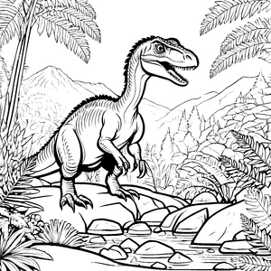Abenteuerlicher Velociraptor auf felsiger Aussicht Malvorlage für kleine Entdecker