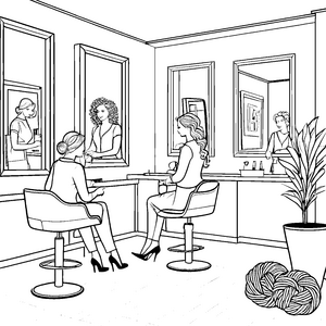 Spaßige Gespräche im Friseursalon mit Pflanzen Malvorlage für stilvolle Ideenfinder