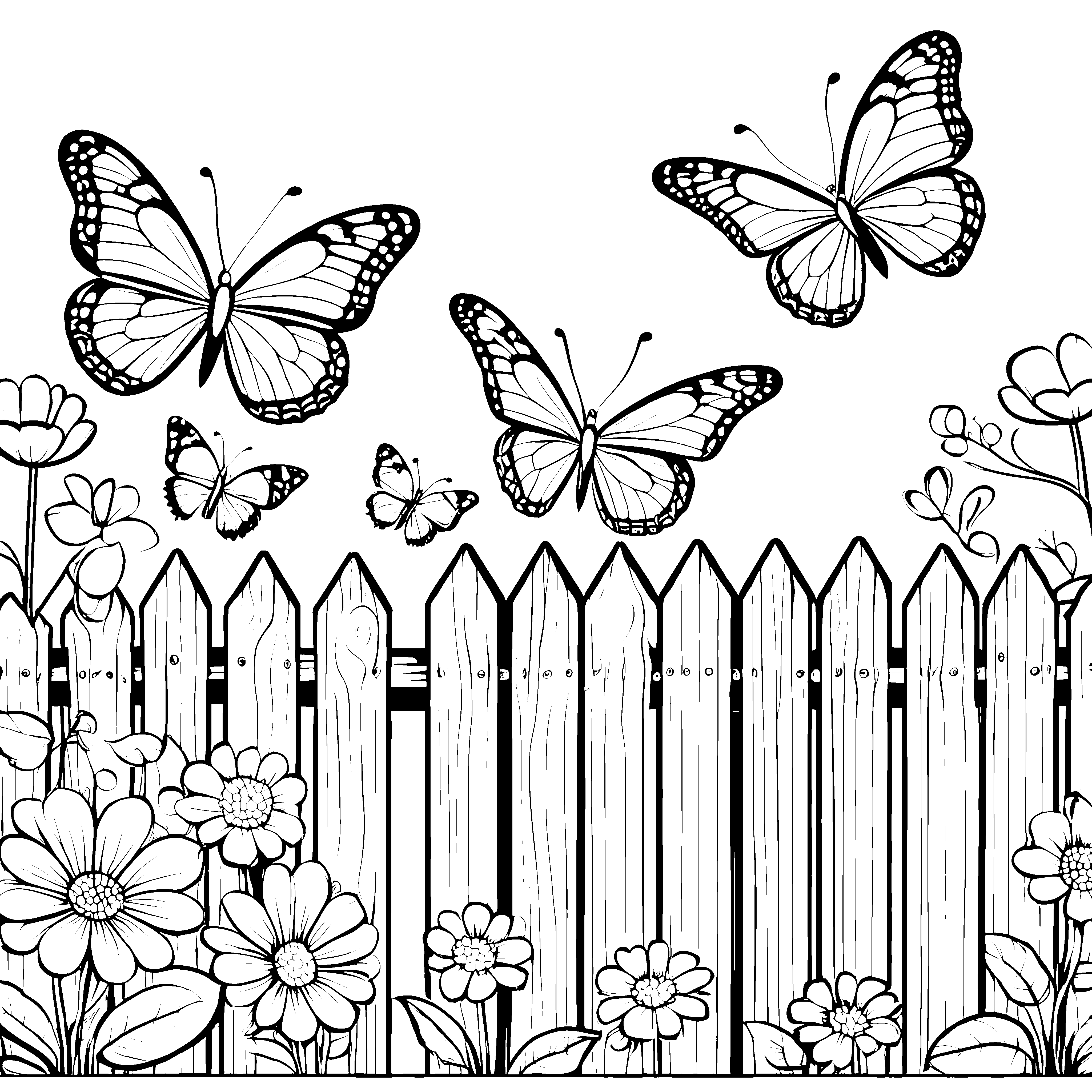 Schmetterlingsfreunde im bunten Garten Ausmalmotiv für neugierige Entdecker