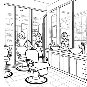 Modische Friseurin mit kreativen Haarideen Malvorlage für fantasievolle Stylisten