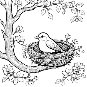 Süßes Vögelchen im heimeligen Nest Bastelmotiv für kreative Naturfreunde