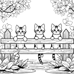 Kleine Katzen entdecken das Gartenabenteuer Ausmalbild für mutige Tierfreunde