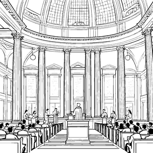 Beeindruckende Universitätsbibliothek mit studierenden Freunden Ausmalvorlage für wissbegierige Forscher