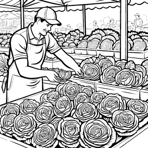 Leckerer Rotkohl auf dem bunten Markt Ausmalbild für kreative Entdecker