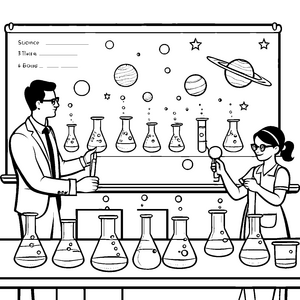 Entdeckungsreicher Wissenschaftsunterricht mit kreativen Experimenten Ausmalvorlage für junge Forscher