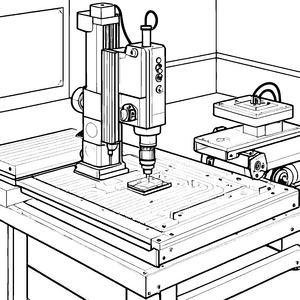 Präzise CNC-Fräse im kreativen Werkraum Ausmalbild für aufstrebende Technikfans