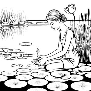 Harmonische Lotusblüten im stillen Teich Malmotiv für fantasievolle Wasserträumer