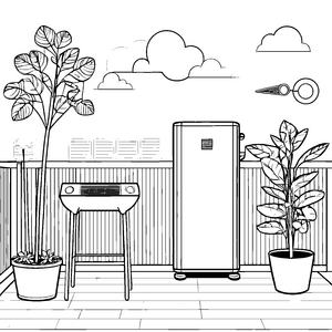 Kreative Klimaanlage in modernem Raum Ausmalvorlage für kleine Technikfans