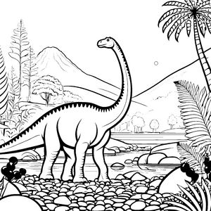 Majestätischer Brachiosaurus in der Urzeit Ausmalvorlage für wissbegierige Dino-Fans