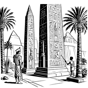 Geheime Zeichen der Ägypter am Pyramidenrand Ausmalmotiv für wissbegierige Entdecker