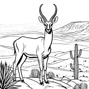 Elegante Antilope in der afrikanischen Savanne Ausmalvorlage für neugierige Naturfreunde