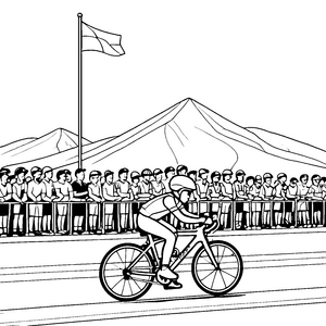 Schnelles Rennrad bei spannendem Wettbewerb Ausmalbild für junge Sportler