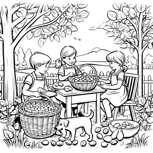 Spannende Edamame-Ernte im bunten Garten Malvorlage für kleine Abenteurer