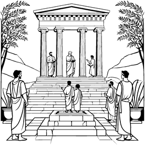Weise griechische Philosophen im Diskurs Ausmalvorlage für angehende Denker