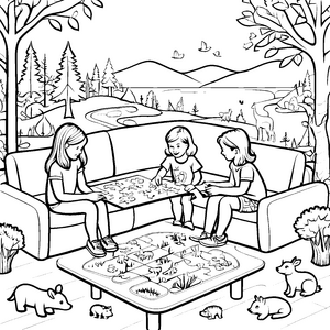 Kreativer Couchtisch mit spannenden Tier-Puzzles Malvorlage für kleine Entdecker