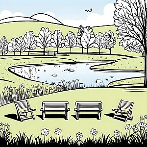 Entspannende Klappstühle am idyllischen Wasser für abenteuerlustige Naturfreunde