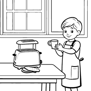 Leckere Toastscheiben für fröhliche Frühstücksfreunde Ausmalbild für kleine Köche