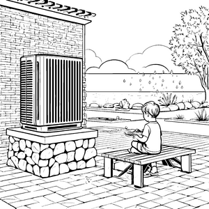 Kreatives Klimagerät für entspannte Sommertage Ausmalbild für kleine Naturliebhaber