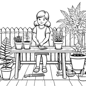 Blumige Überschwänglichkeit im Garten Ausmalbild für junge Pflanzenfreunde