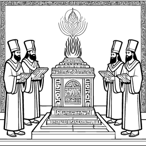 Mystische Priester im alten Babylon Ausmalbild für wissbegierige Geschichtsfans