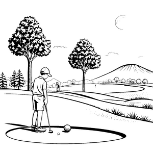 Kleiner Golfspieler im sonnigen Paradies Ausmalbild für abenteuerlustige Sportfreunde