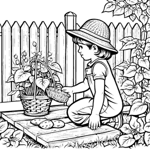 Buschbohnen im bunten Garten Ausmalbild für kleine Naturfreunde
