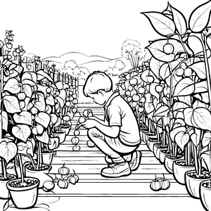 Entdeckungsreise im bunten Physalis-Garten Ausmalbild für neugierige Naturforscher