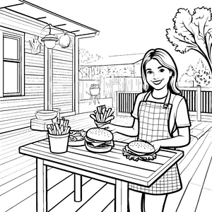 Kreative Burgerzubereitung im Garten für junge Feinschmecker