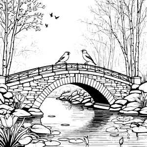 Verliebtes Vogelpaar über dem Wasser Malvorlage für fantasievolle Künstler