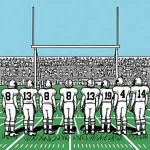 Champions des American Football auf dem Spielfeld Ausmalvorlage für sportbegeisterte Kinder