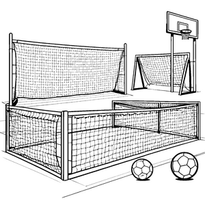 Begeisternde Fußballtore mit fesselnden Bällen Ausmalvorlage für kreative Sportler