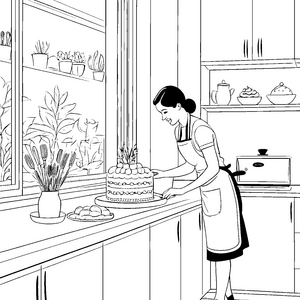 Leckere Torte mit frischen Früchten Malvorlage für kreative Backhelden