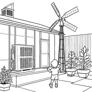 Kreatives Klimagerät mit frischem Wind Ausmalbild für kleine Entdecker