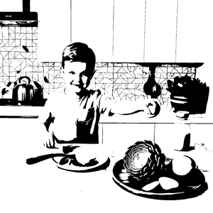 Begeisterte Artischocke auf dem Esstisch Ausmalbild für kreative Küchenchefs