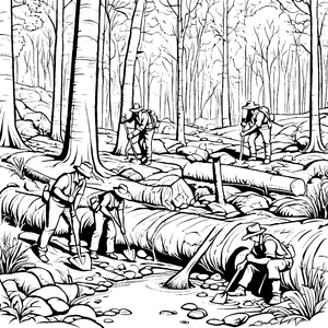 Entdeckerische Archäologen auf spannender Ausgrabung Malvorlage für wissbegierige Abenteurer