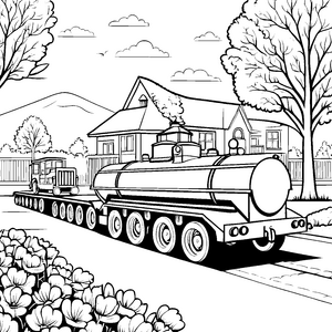 Bienenfreundlicher Tanklastwagen auf aufregender Fahrt Ausmalvorlage für kleine Verkehrsexperten