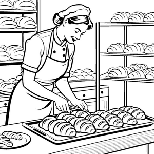 Leckere Croissants frisch aus der Bäckerei Ausmalmotiv für kreative Backfreunde