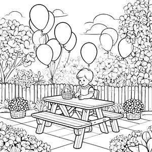 Bunte Luftballons über der Spielbank Ausmalvorlage für fröhliche Entdecker