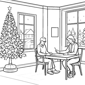 Weihnachtliche Bastelstunde im Seniorenheim Ausmalbild für kreative Entdecker