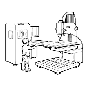 Kreative CNC-Fräse in Aktion Ausmalvorlage für junge Erfinder