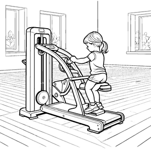 Kreative Beinpressen für kleine Fitnessfreunde Ausmalbild für mutige Bewegungsentdecker